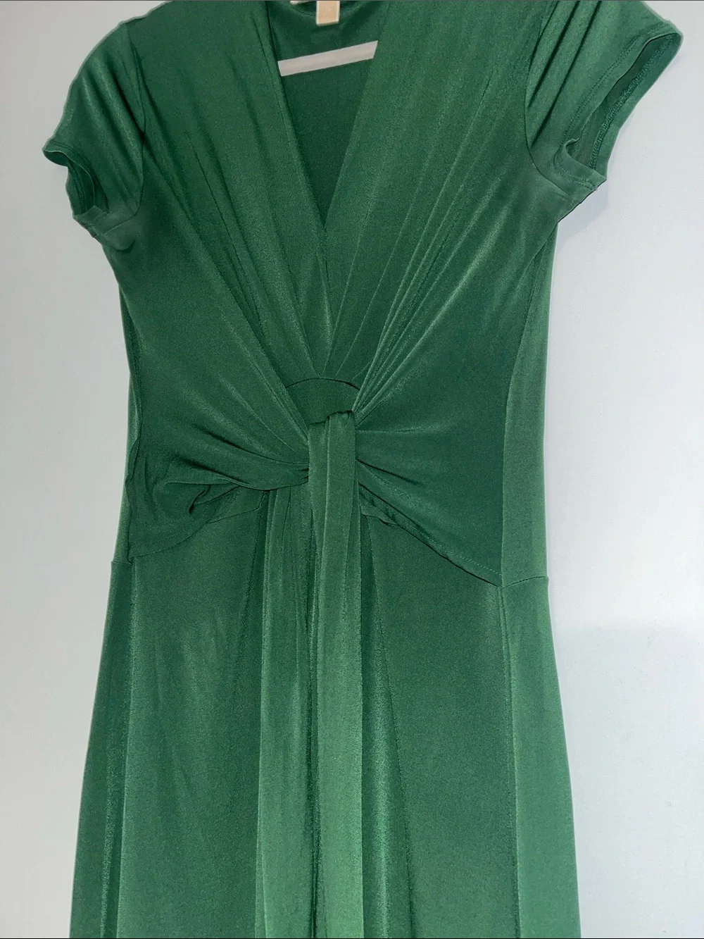 Michael Kors Emerald Green Stretchy Ruffle Wrap Tie Dress